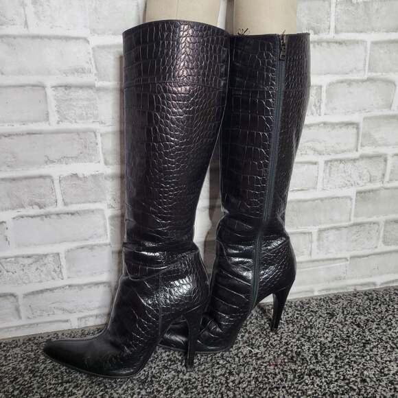 Prada Crocodile Leather Heeled Knee High Boots, size 38 (US 8) - Picture 1 of 12